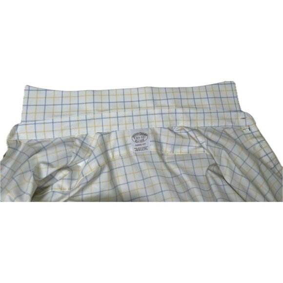 Brooks Brothers SOHO Fit Blue Yellow Check 16.5-33 Non Iron Supima Button Shirt - Picture 3 of 8